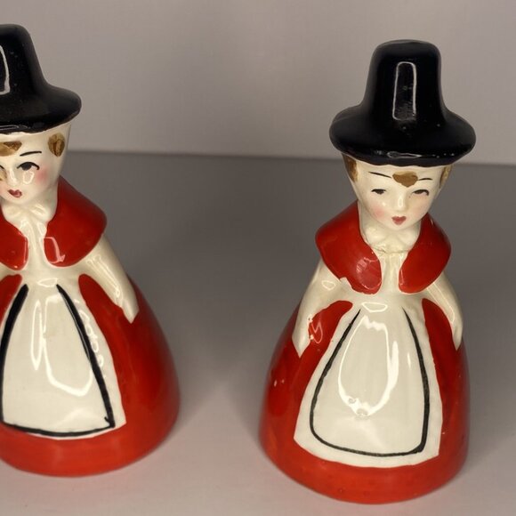 Vintage Pilgrim Ladies in Red Dress Salt & Pepper Shakers - Picture 7 of 8